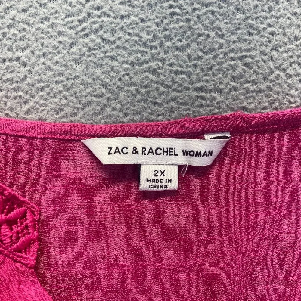 Zac and Rachel Women's Pink Long Sleeve Casual Blouse Size 2X,lightweight - Picture 3 of 8